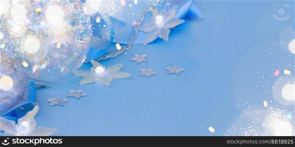 blue  new year background with  stars light. new year background