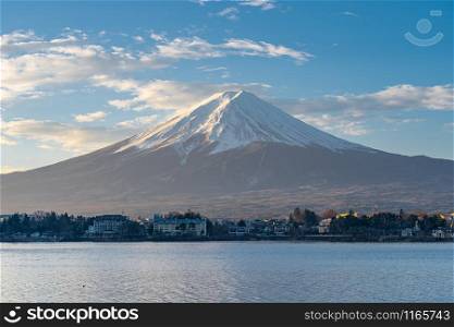 Blue nice sky with view of Mount Fuji in Japan.
