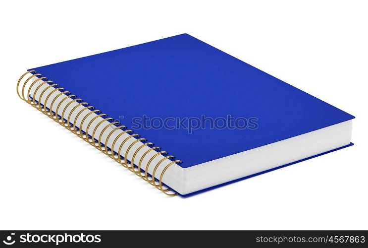 blue notebook isolated on white background. 3d illustration