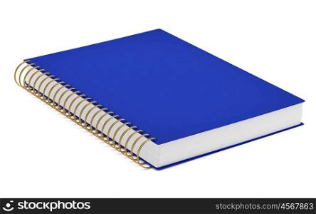 blue notebook isolated on white background. 3d illustration