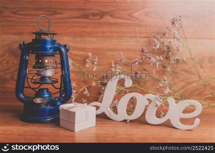 blue oil lamp gift box love letters
