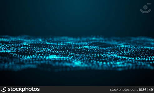 blue particle bokeh , Digital wave particles form for digital background.,