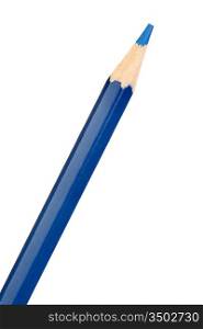 Blue pencil isolated on white background