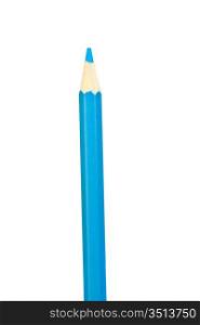 Blue pencil vertically isolated on white background