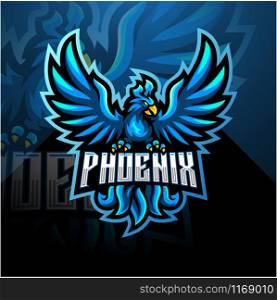 Blue phoenix esport mascot logo design