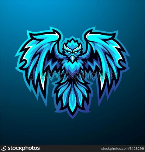 Blue phoenix mascot logo