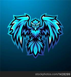 Blue phoenix mascot logo