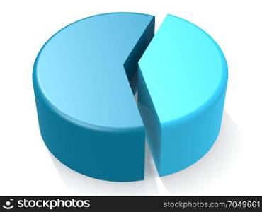 Blue pie chart with 40 percent, 3D rendering
