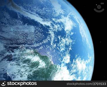blue planet earth in space.