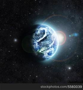 blue planet earth in space.