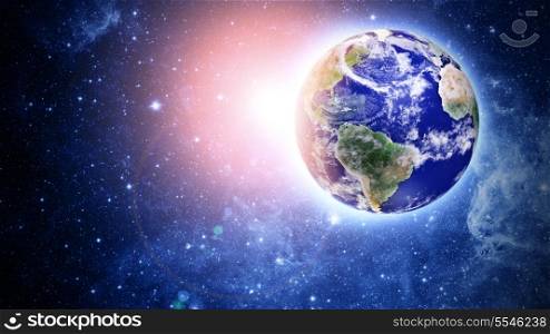 blue planet in beautiful space
