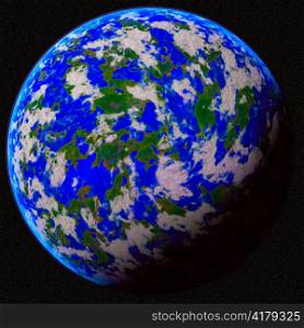 Blue planet in outer space
