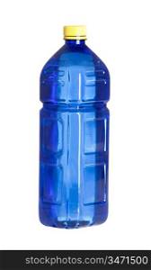 Blue plastic bottle for water isolated on white background