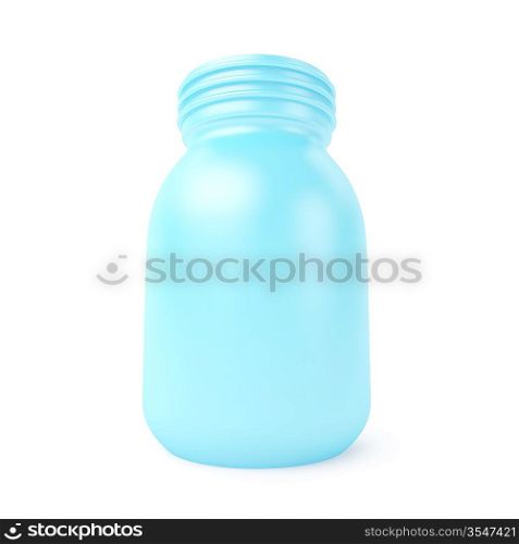 Blue Plastic Bottle on White