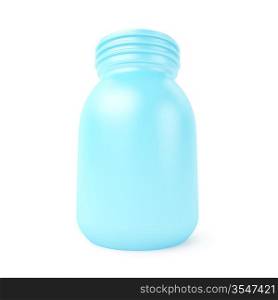 Blue Plastic Bottle on White