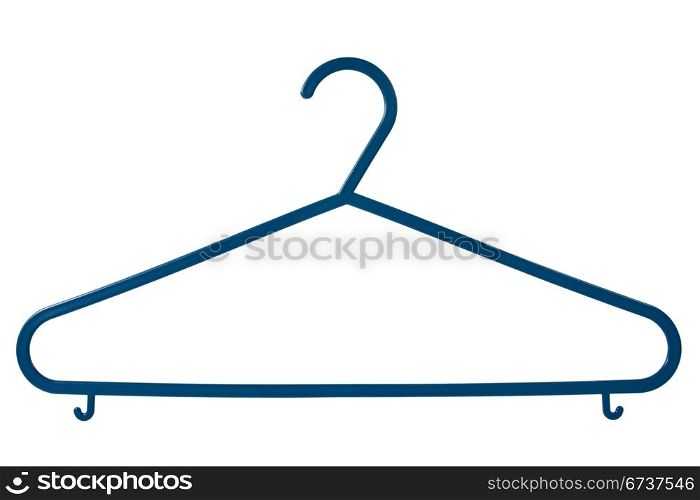 blue plastic coat hanger isolated on white