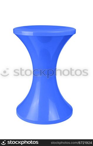 Blue plastic stool isolated on white background