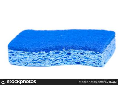 blue porous sponge isolated on white background