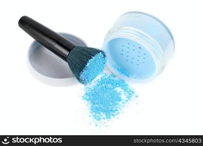 Blue powder and black brush isolated