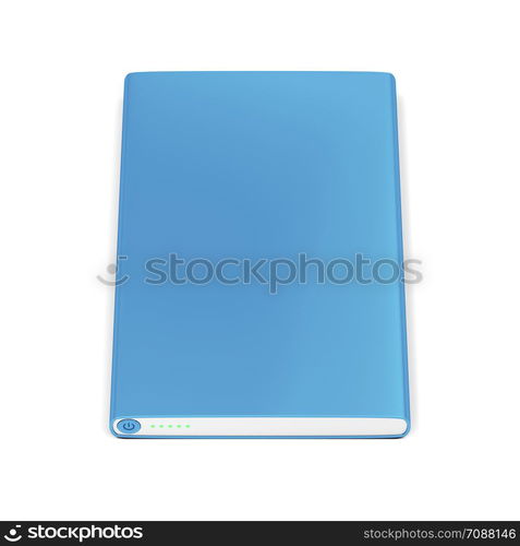 Blue power bank on white background