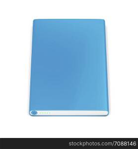Blue power bank on white background