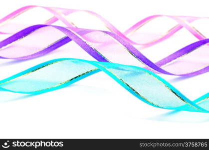 Blue, purple and pink ribbon, isolated on a white background