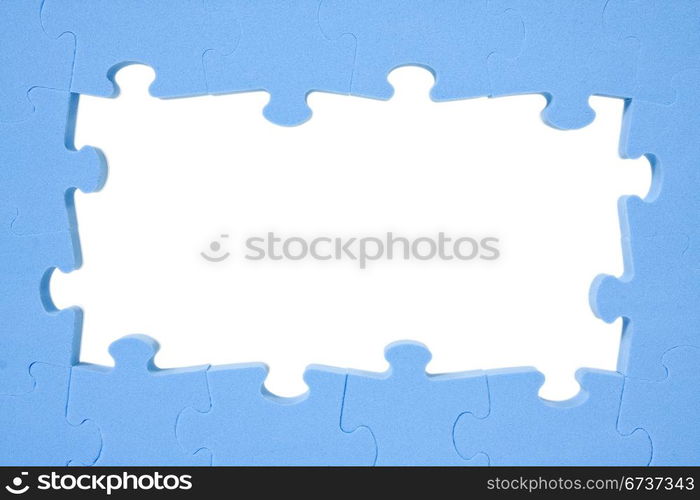 blue puzzle frame with space for text