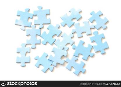 Blue puzzle isolated on white background. Jigsaw Puzzle
