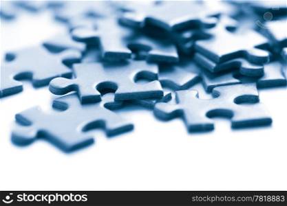 blue puzzle pieces isolated