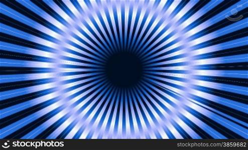 Blue rays rotate against a dark background