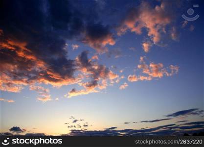 blue red sunset sky background stormy clouds