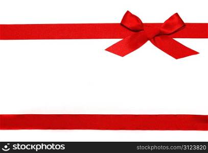 blue ribbon and bow on white background
