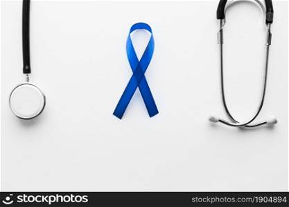blue ribbon stethoscope. Beautiful photo. blue ribbon stethoscope