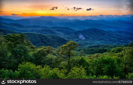 Blue Ridge Parkway summer Appalachian Mountains Sunset