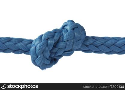 blue rope with knot on white background