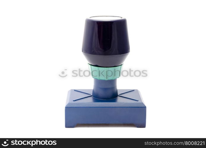 Blue rubber stamp isolated on white background