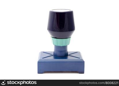 Blue rubber stamp isolated on white background