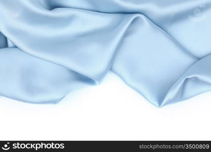 blue satin isolated on white closse up