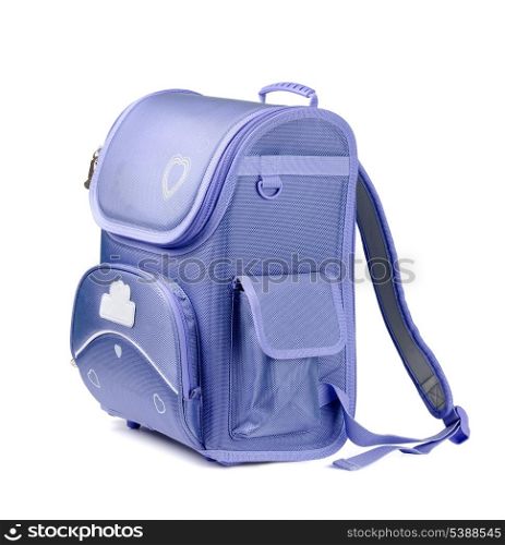 Blue school backpack isolated on white
