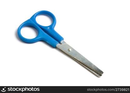 Blue scissors isolated on white background