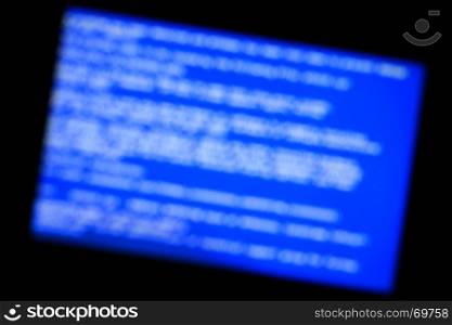 Blue screen of system crash. Defocused background