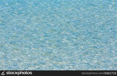 Blue sea flowing water surface with waves and some bottom view. Abstract background pattern.