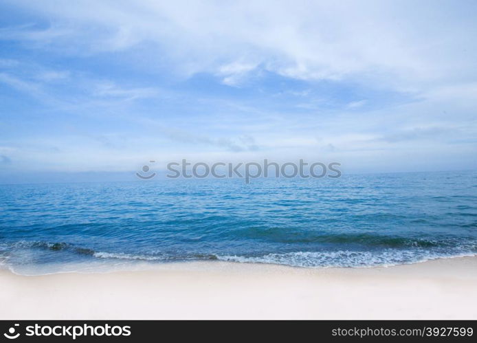 Blue sea with waves and sky with airy clouds