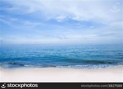 Blue sea with waves and sky with airy clouds
