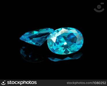Blue Semi-Precious Gemstone on a Black Background.