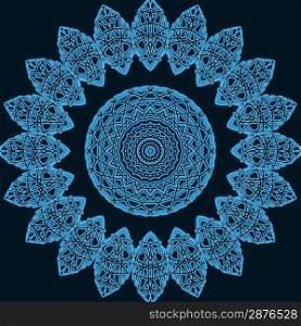Blue shape with abstract pattern on black background