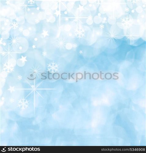 Blue shiny stars and snowflakes christmas background