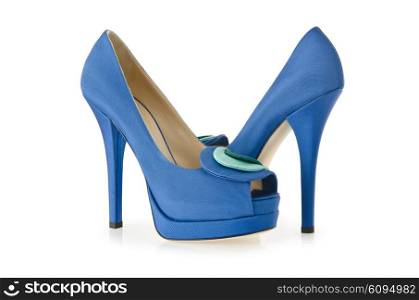 Blue shoes isolated on the white
