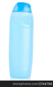 blue shower gel plastic bottle isolated on white background