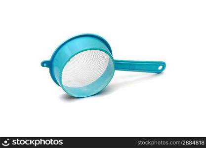 Blue sieve isolated on white